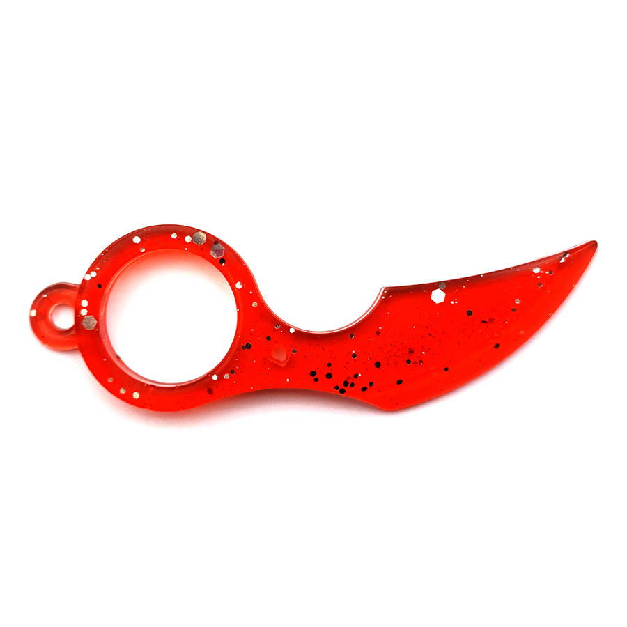 pX Scarlet Assassin Blade Resin Keyring Attachment Red Glitter Keychain Accessory