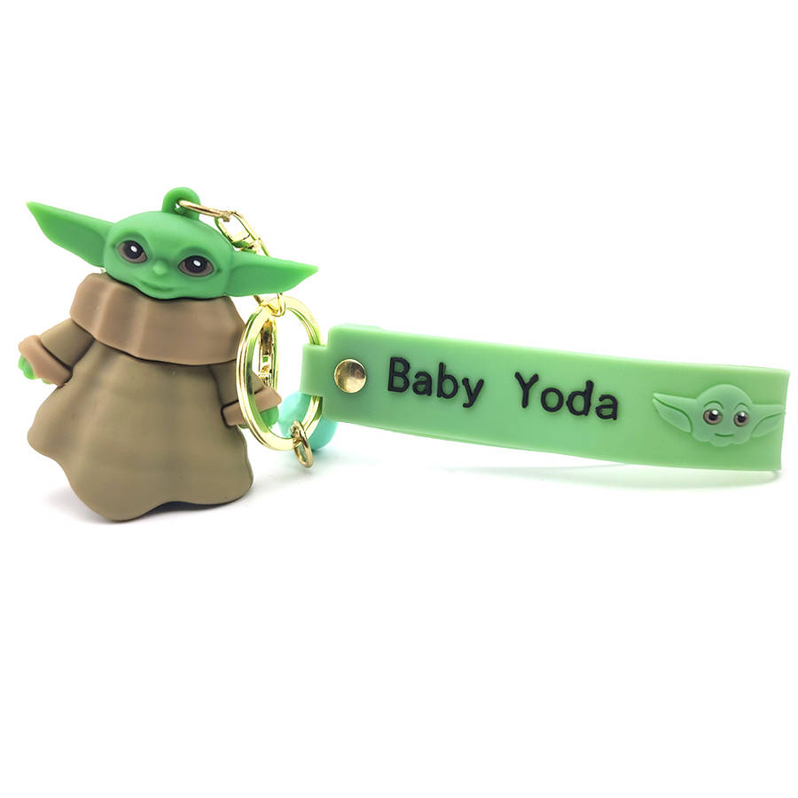 Baby Yoda Doll Keychain with Gold Keyring-Bell &amp; Silicone Strap Bag Charm with Baby Yod...