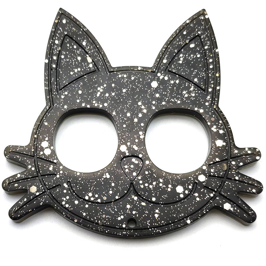 pX Midnight Sky Cat Knuckle Duster Resin Keyring AttachmentSpeckle Glitter Keychain Accessory