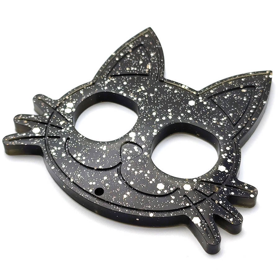 pX Midnight Sky Cat Knuckle Duster Resin Keyring AttachmentSpeckle Glitter Keychain Accessory