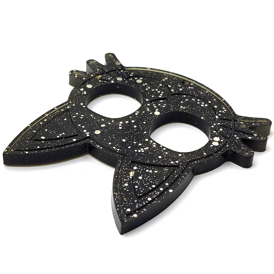 pX Midnight Sky Cat Knuckle Duster Resin Keyring AttachmentSpeckle Glitter Keychain Accessory