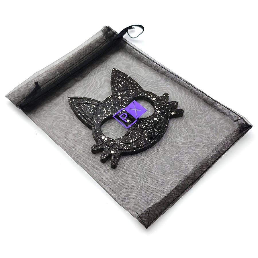 pX Midnight Sky Cat Knuckle Duster Resin Keyring AttachmentSpeckle Glitter Keychain Accessory