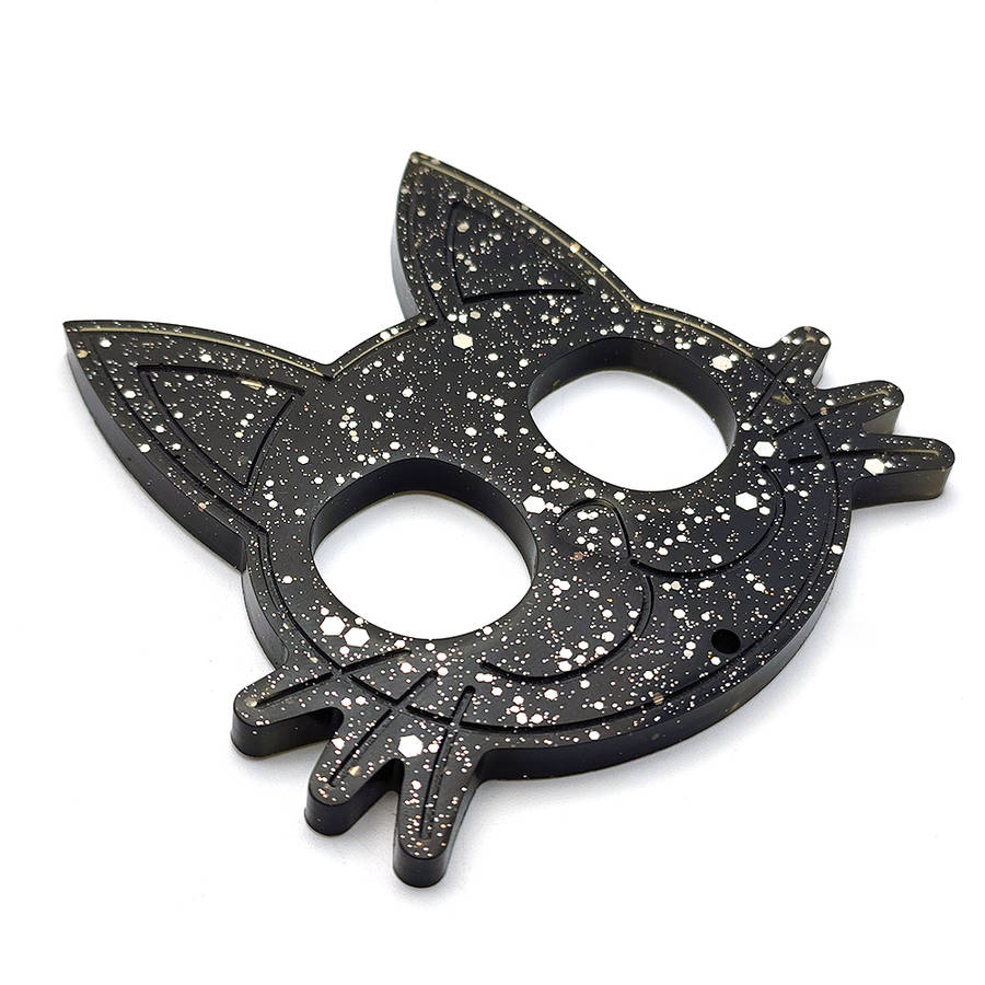 pX Midnight Sky Cat Knuckle Duster Resin Keyring AttachmentSpeckle Glitter Keychain Accessory