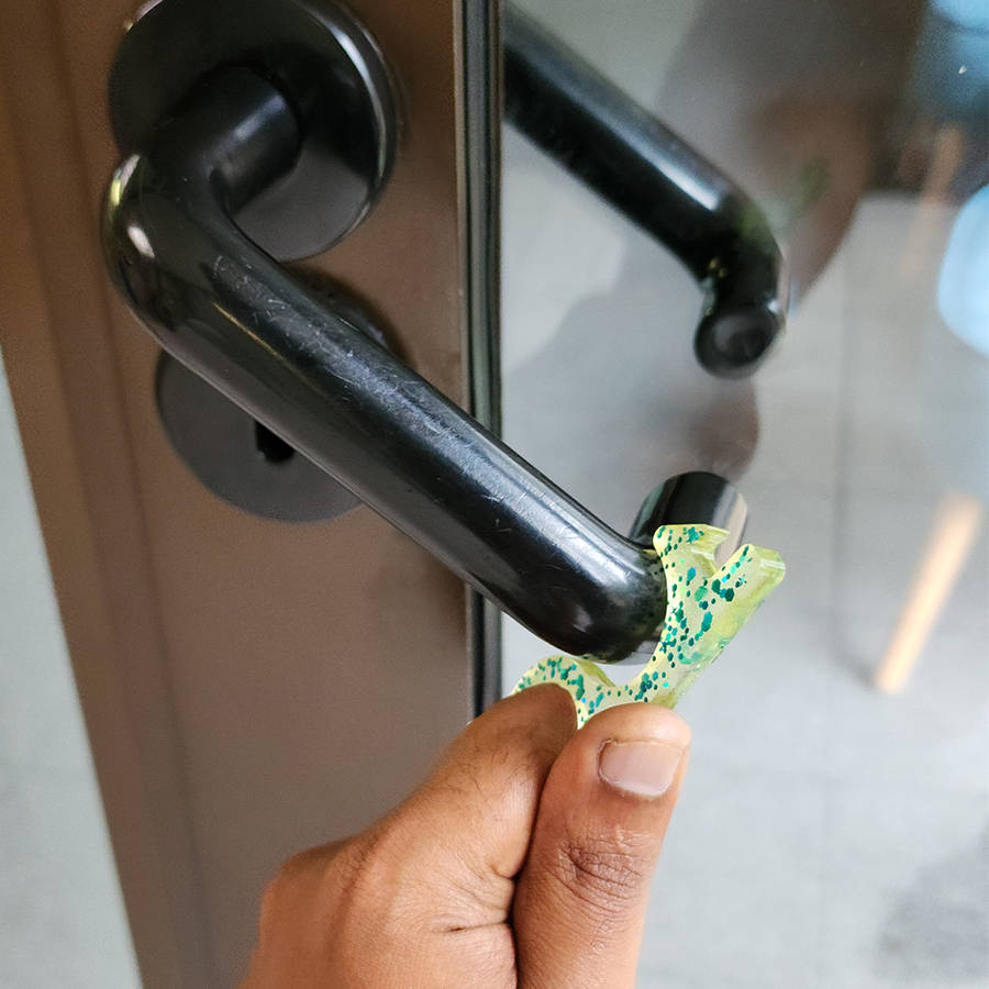 pX Touch-Free Door Handle &amp; Opener Resin Mould Keyring Attachment Teal Glitter Hygiene Tool