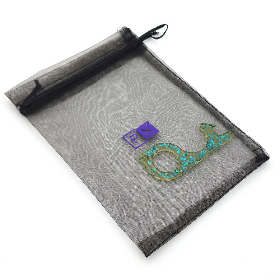 pX Touch-Free Door Handle &amp; Opener Resin Mould Keyring Attachment Teal Glitter Hygiene Tool