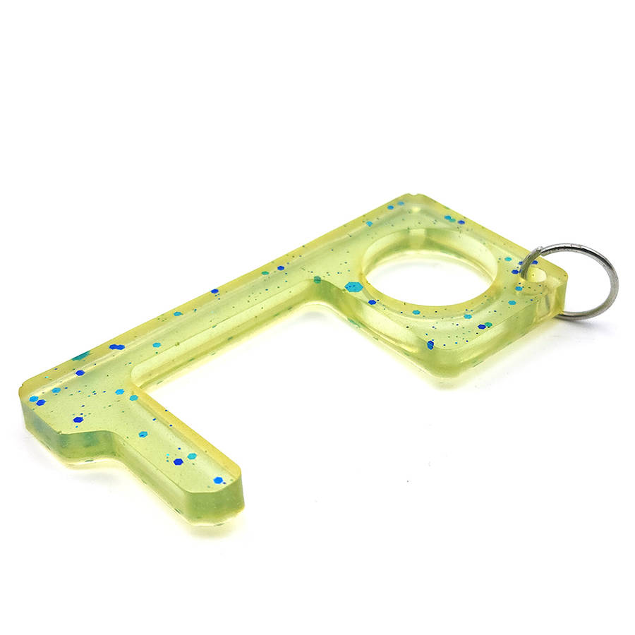 pX No Touch Door Handle Resin Mould Keyring Attachment Square Glitter Keychain Accessory