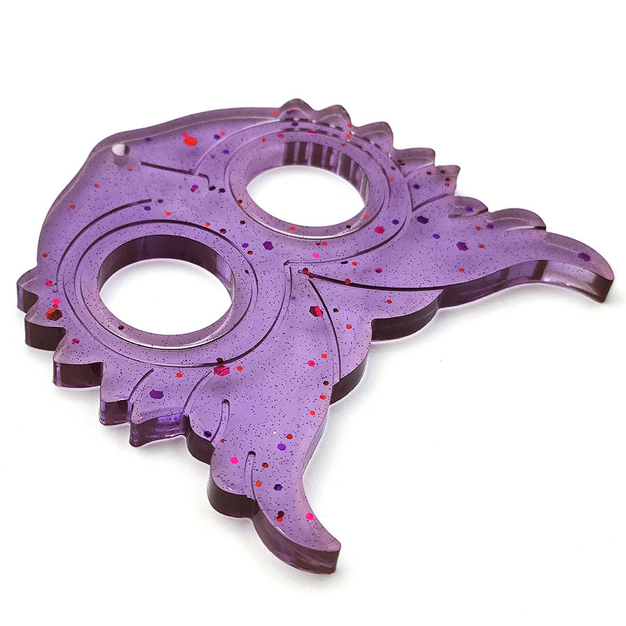 pX Purple Owl Knuckle Duster Keyring Attachment-Speckle Glitter Keychain Accessory