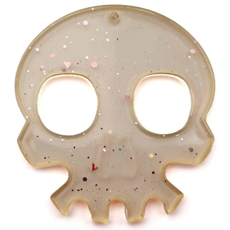 pX Skull Knuckle Duster Resin Mould KeyringSpeckle Glitter Keychain Accessory