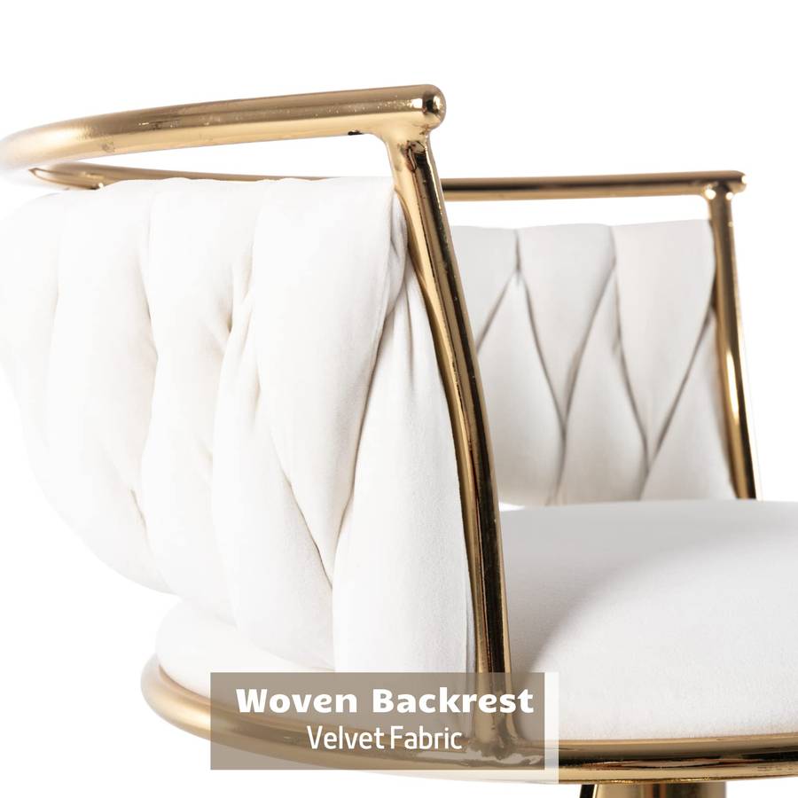 QandAHome-Cream White Velvet Barstool