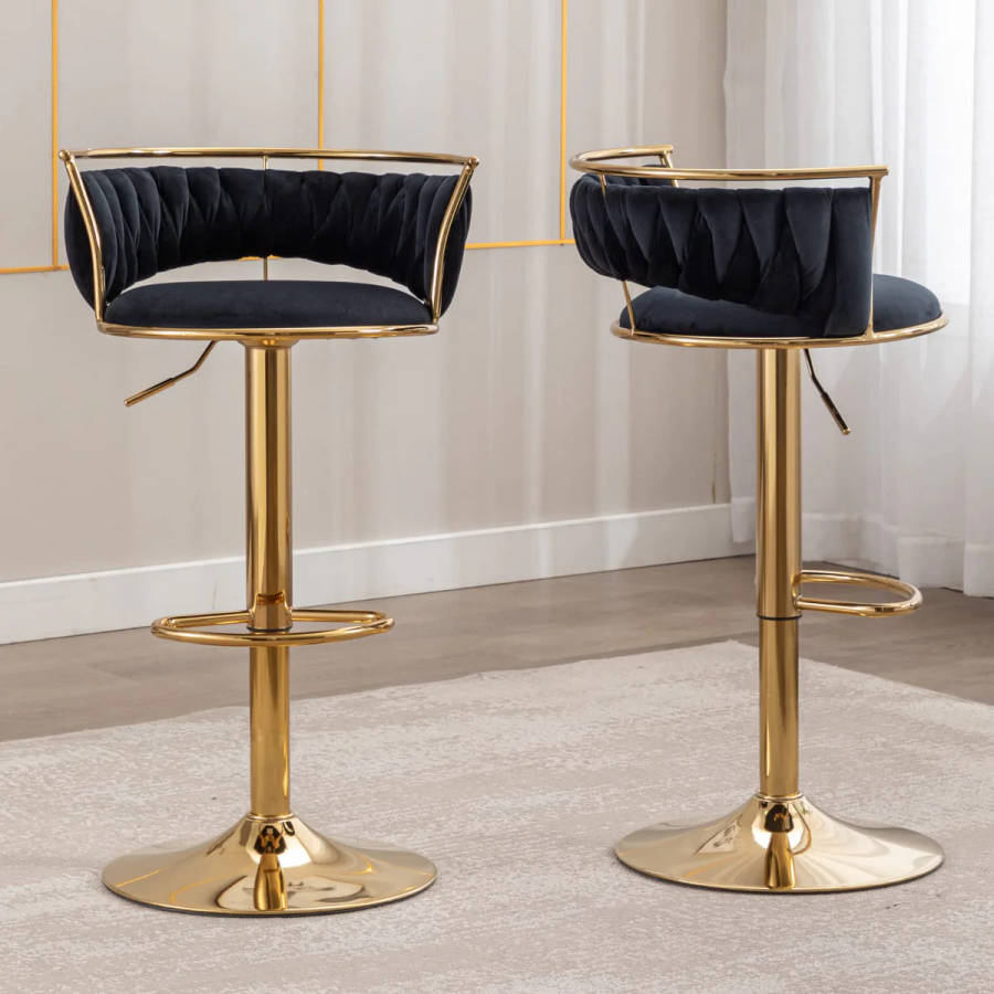 QandAHome-Cream White Velvet Barstool
