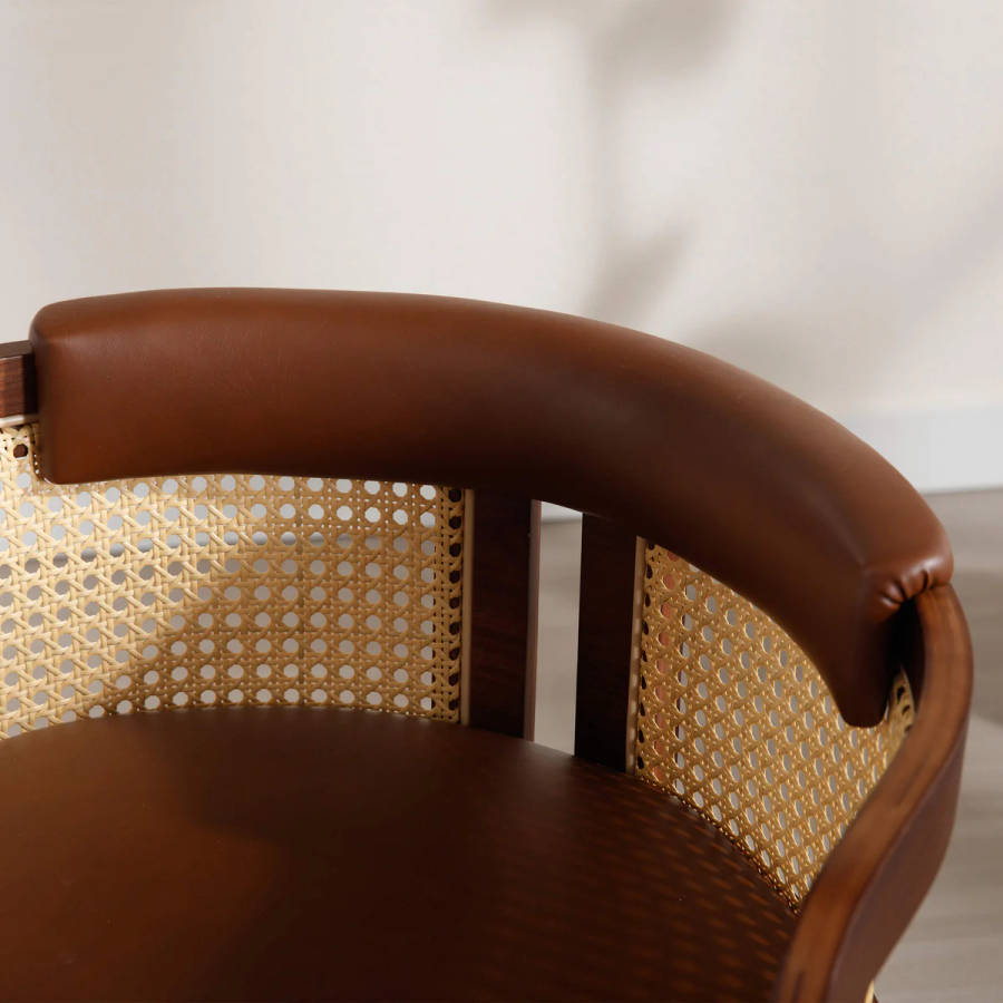 QandAHome-Brown Rattan Barstool