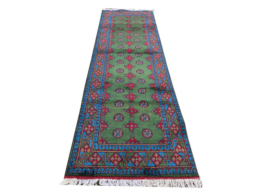 Fine Green Kunduz Bukhara Runner 248 x 87cm