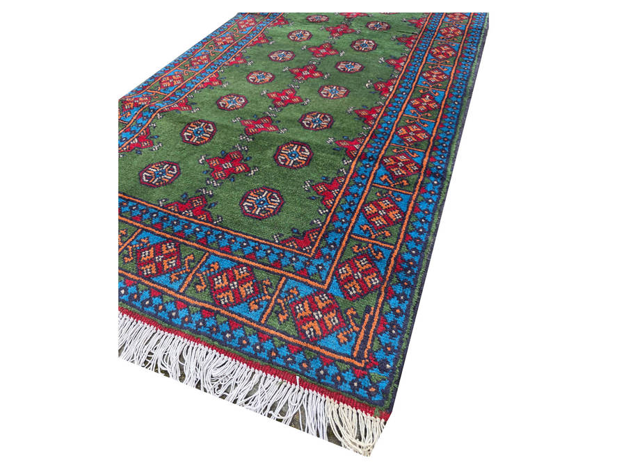 Fine Green Kunduz Bukhara Runner 248 x 87cm
