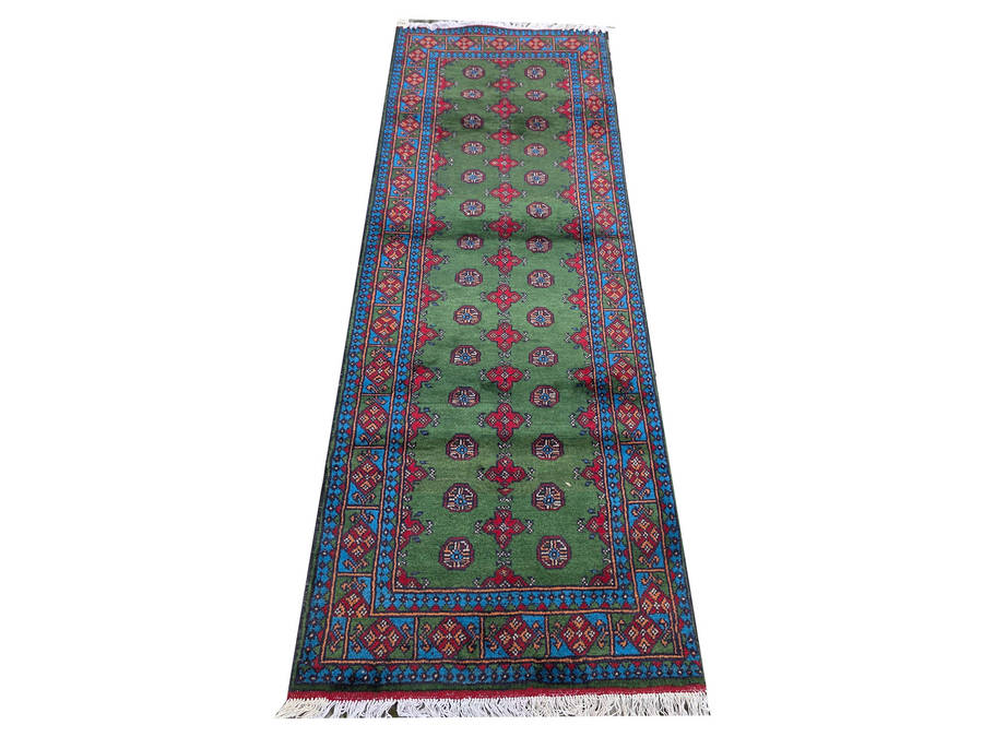 Fine Green Kunduz Bukhara Runner 248 x 87cm