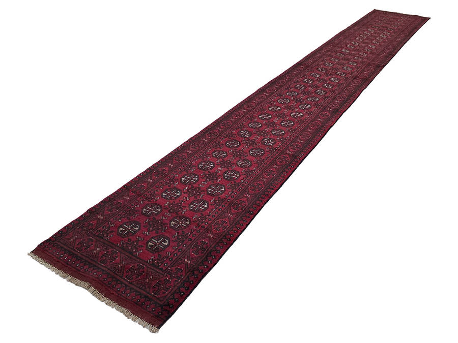 6 Meter Red Afghan Bukhara Handmade Runner 565 x 75 CM