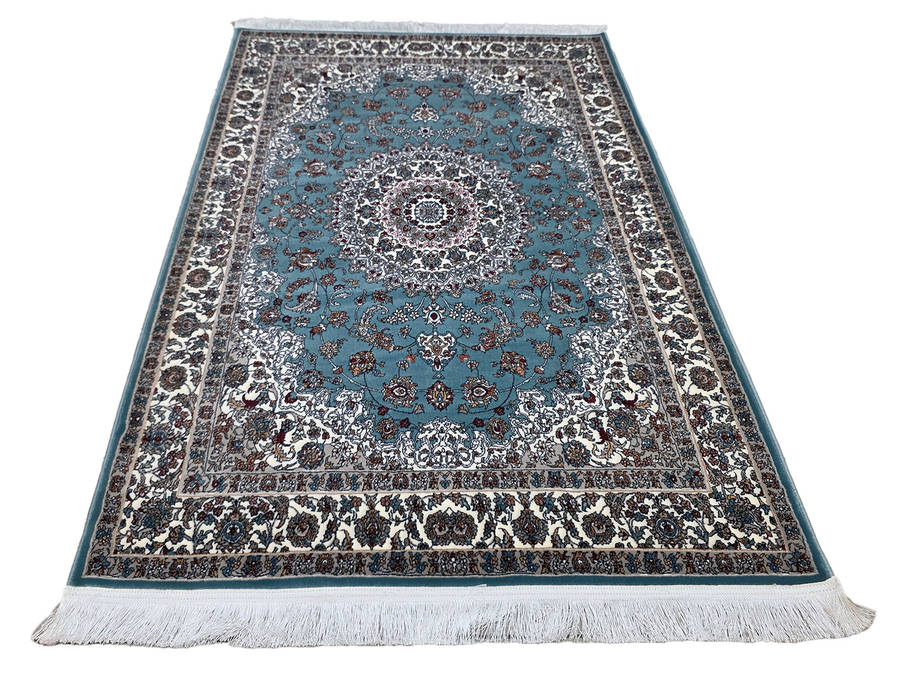 Blue Color Persian Nain Machine Made Carpet 180 x 120 CM