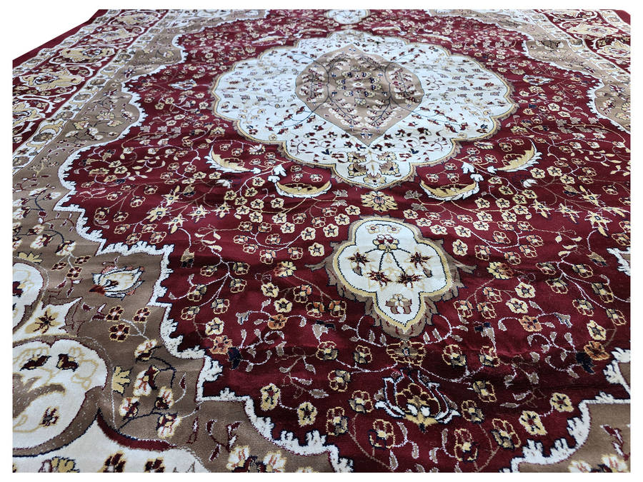 Maroon Color Kashan Style Machine Made Carpet 400 x 300 CM