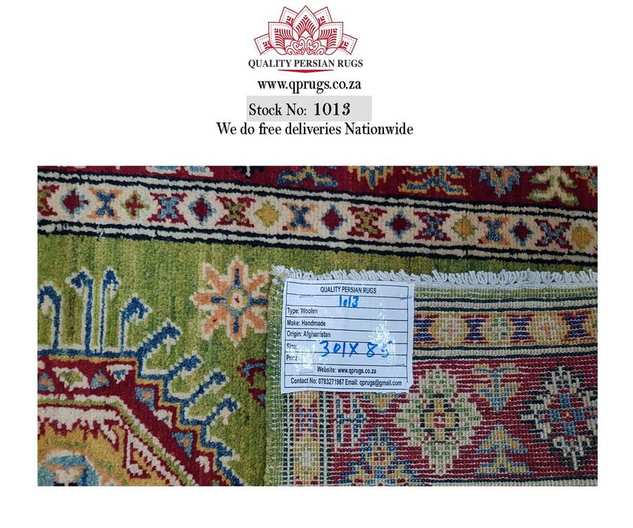 Gorgeous Afghan Handmade Kazaq Carpet 301 X 85cm