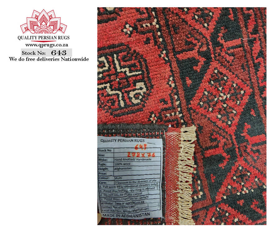 Beautiful Red Afghan Runner 278 x 76 cm