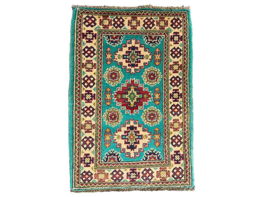 Gorgeous Afghan Handmade Kazaq Carpet 89 X 62 CM