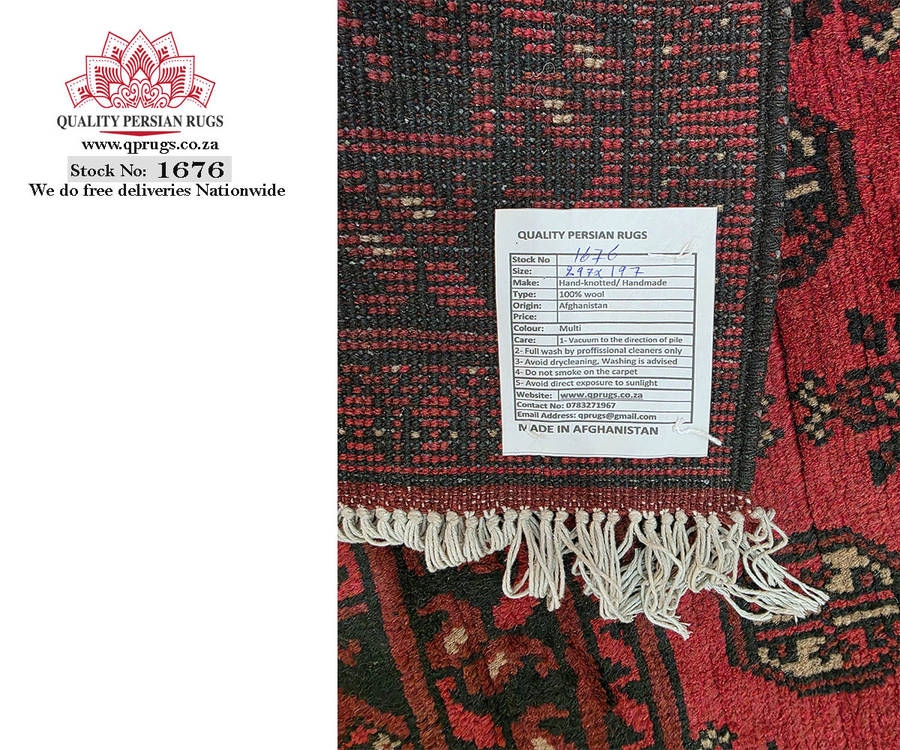 Gorgeous Red Afghan Handmade Carpet 297 x 197 CM