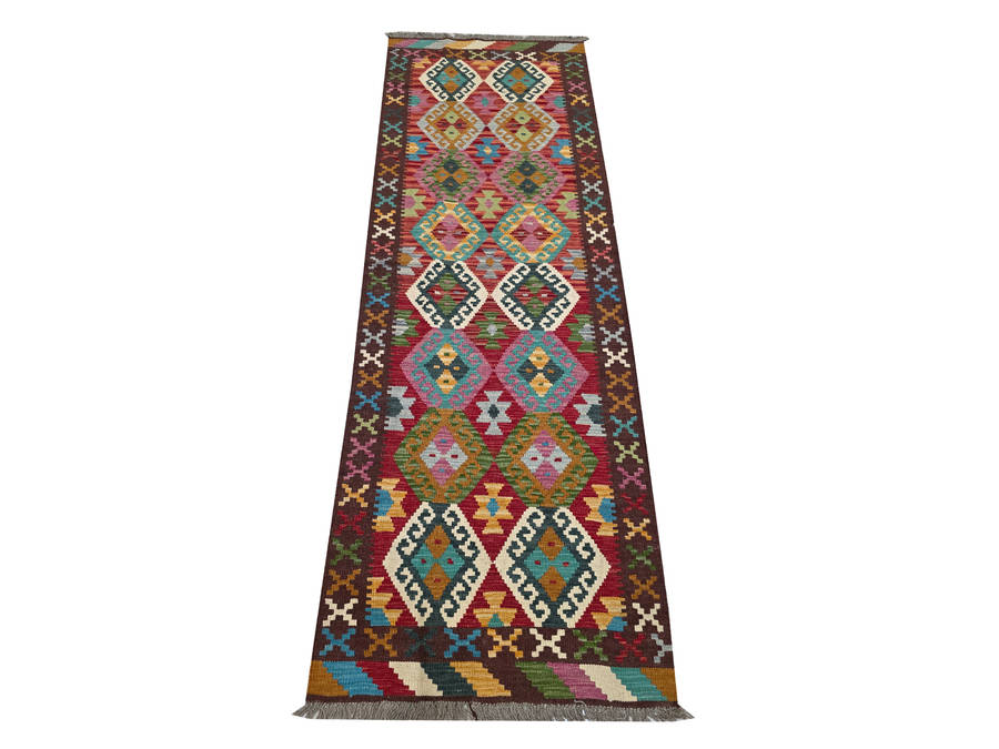 Beautiful Handwoven woolen Choubi Kilim Rug 289 x 79cm