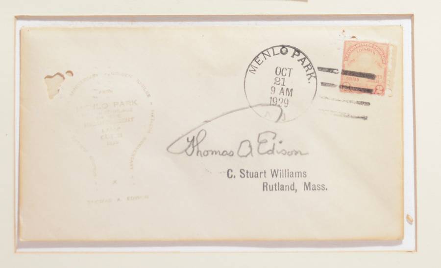 Stamped Envelope signed by Thomas Edison - Edison, Thomas Alva