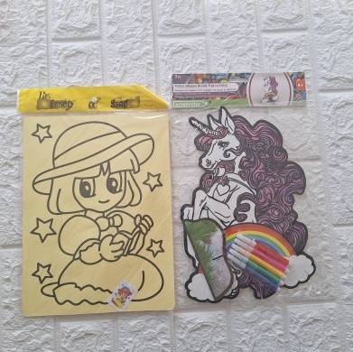 Velvet Unicorn stand up to color and Sandart - kids arts