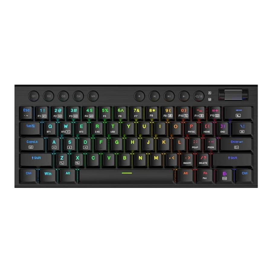 REDRAGON Horus Mini Pro 61Key Wireless Bluetooth Red Switch RGB Low Profile Gaming Mechanical Key...