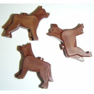 Lego Building Accessories Brown Dog Wolf Figure, Bulk - 10 Pieces per Package