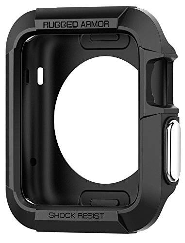 Spigen Rugged Armor Apple Watch Case with Resilient Shock Absorption and 2 Screen Protectors Include