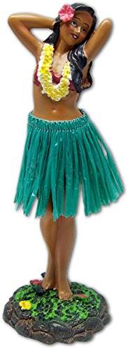 Leilani Dashboard Hula Doll Flower Placing Pose 7"