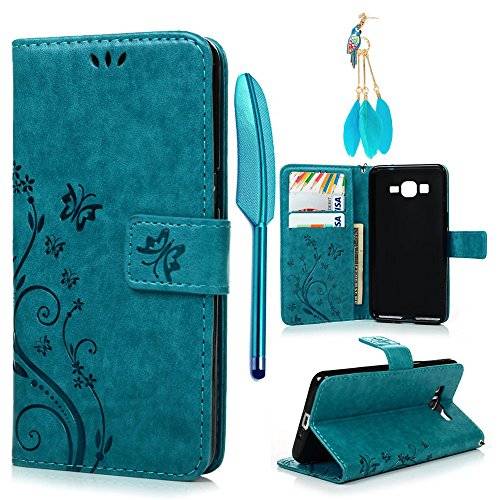 Galaxy Grand Prime G5308/G530H Case-MOLLYCOOCLE Stand Wallet ID Holders Emboss Vintage Flower Design