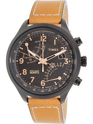 Timex Men's IQ T2N700 Brown Calf Skin Quartz Fashion Watch