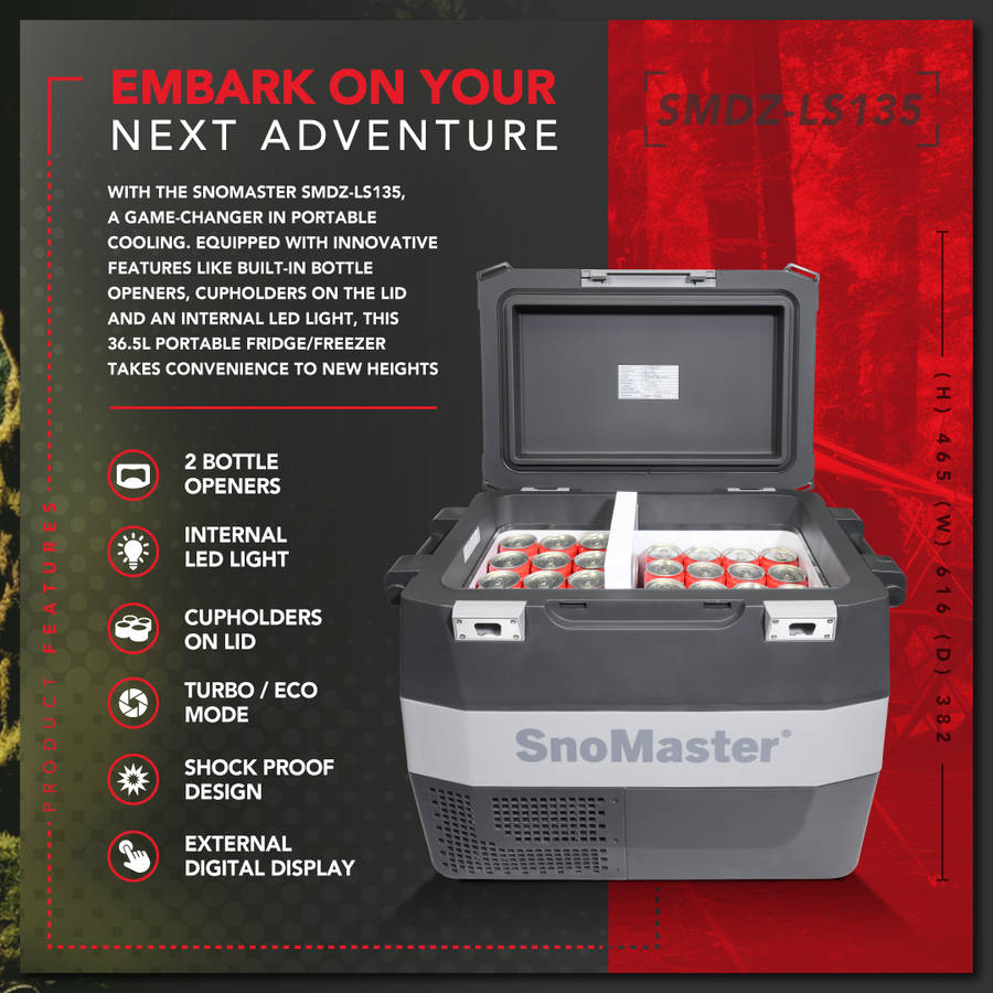 SnoMaster - 36.5L Plastic Portable Fridge/Freezer DC With 220V Power Adapter (SMLS-38)