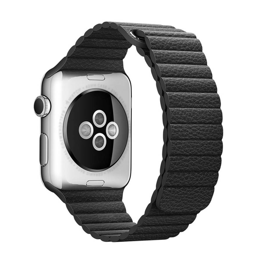For Apple Watch 38mm Loop Magnetic Closure Clasp PU Leather Watch Band