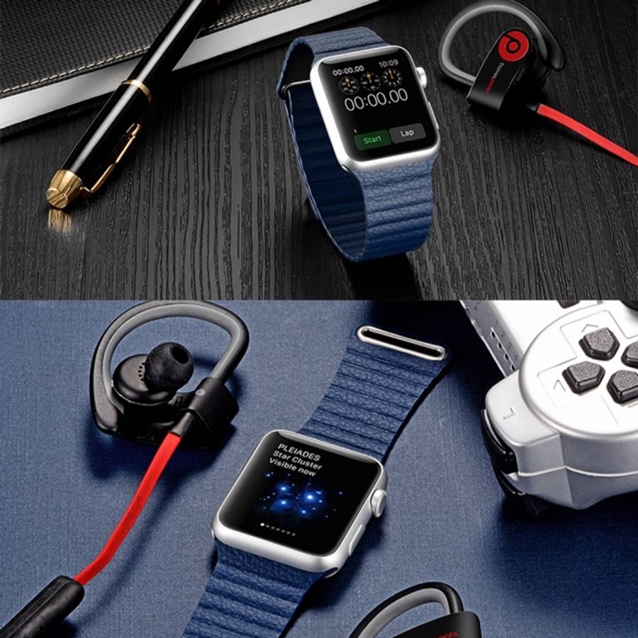 For Apple Watch 38mm Loop Magnetic Closure Clasp PU Leather Watch Band