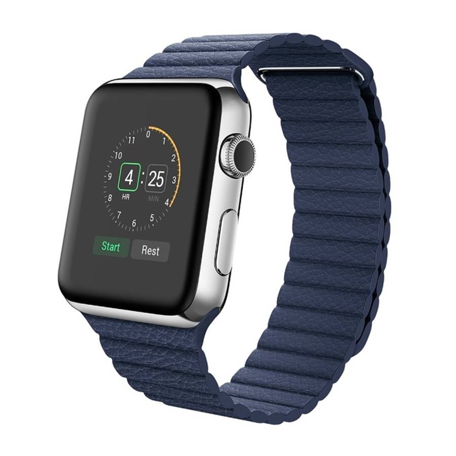 For Apple Watch 38mm Loop Magnetic Closure Clasp PU Leather Watch Band