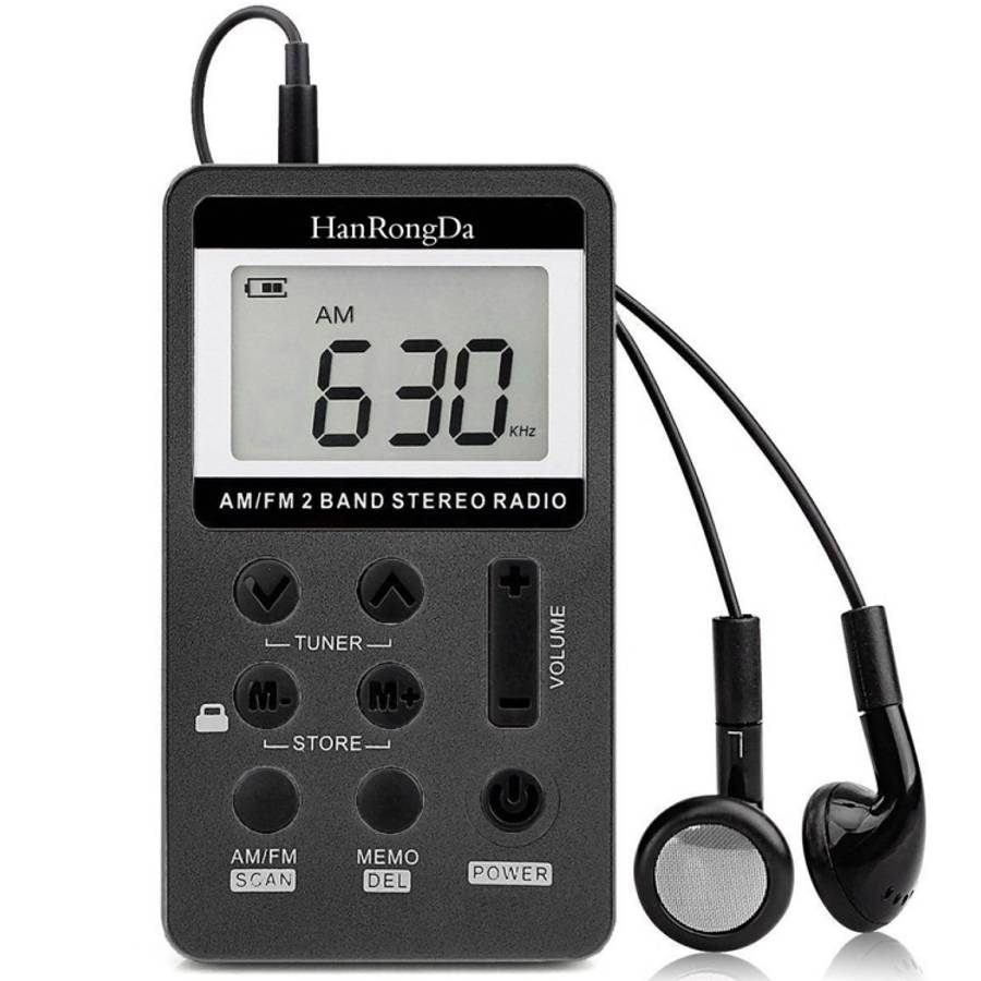 HRD-103 FM + AM Two Band Portable Radio with Lanyard &amp; Headset