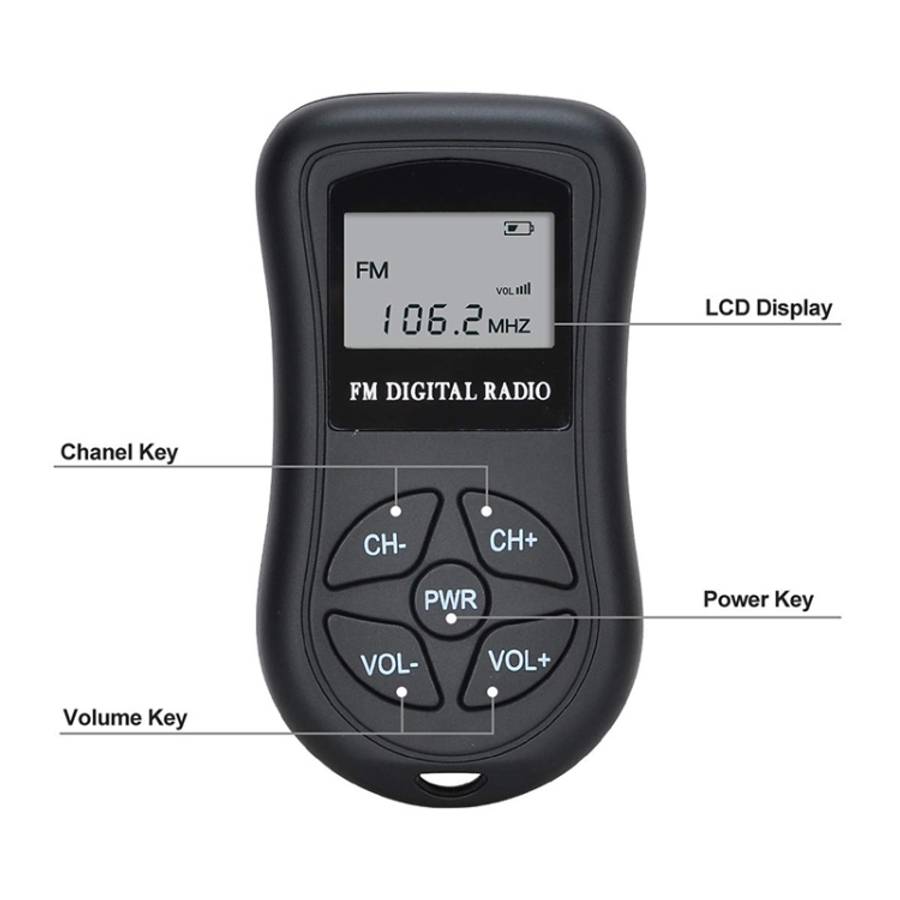 HRD-107 DSP Digital Display Portable Stereo FM Radio with Headset