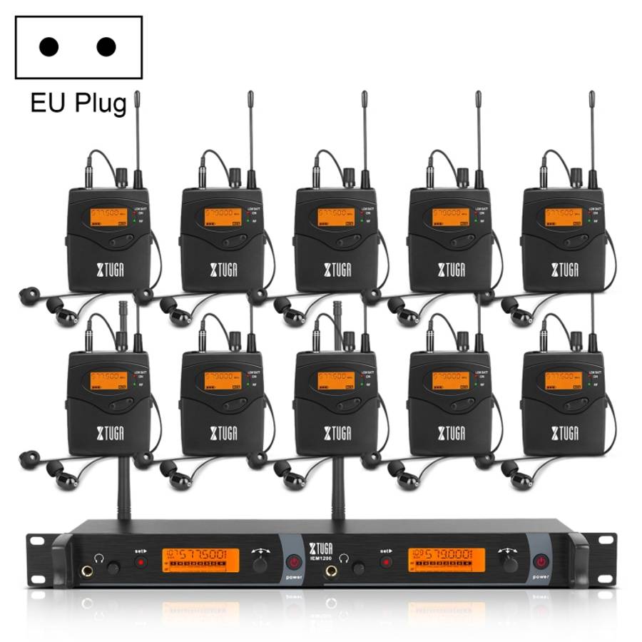 XTUGA IEM1200 Wireless Transmitter 10 Bodypack Stage Singer In-Ear Monitor System, Transmitter 10...