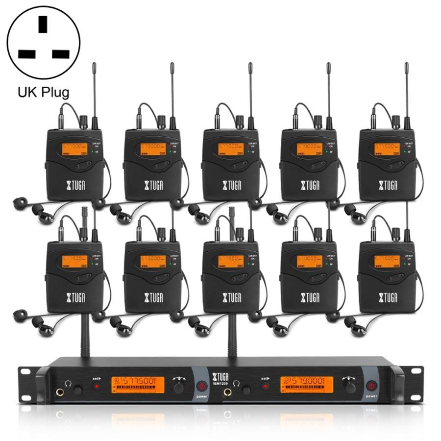 XTUGA IEM1200 Wireless Transmitter 10 Bodypack Stage Singer In-Ear Monitor System, Transmitter 10...