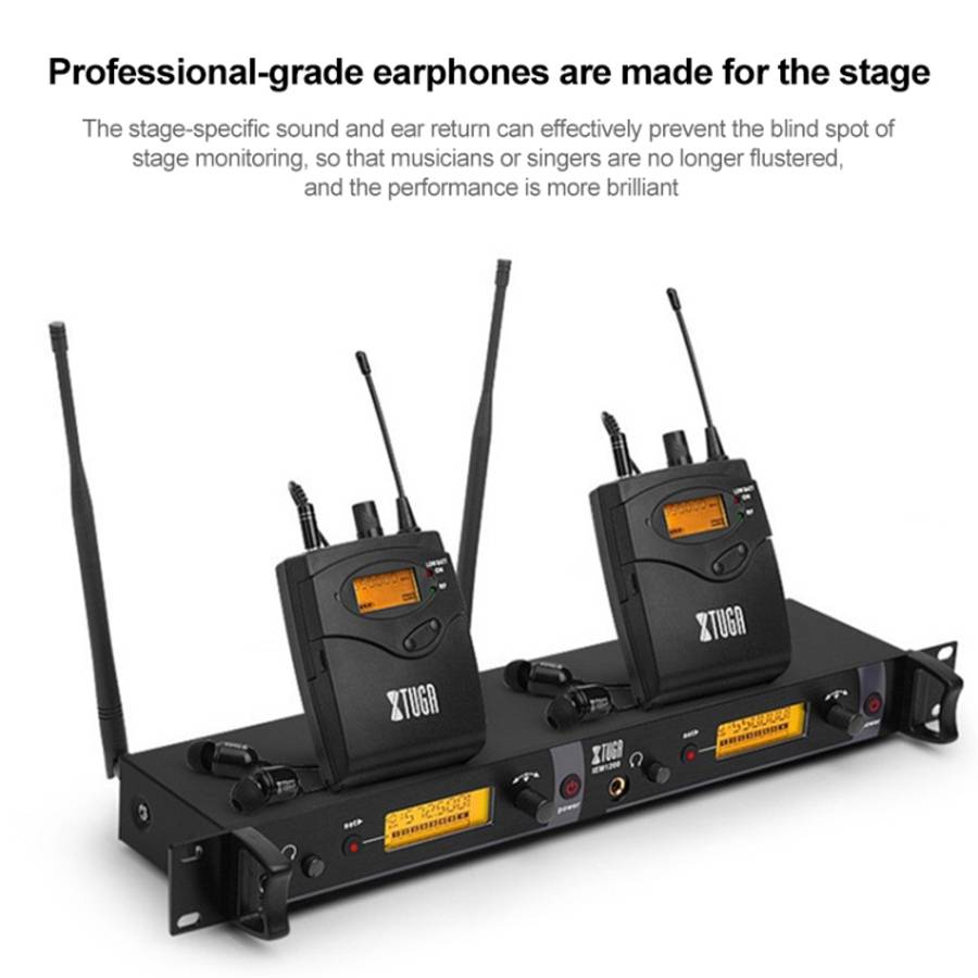 XTUGA IEM1200 Wireless Transmitter 10 Bodypack Stage Singer In-Ear Monitor System, Transmitter 10...