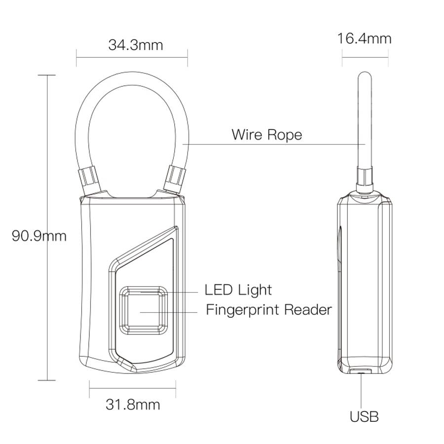 Anytek USB Charging Waterproof Anti-theft Non-password Electrically Intelligent Fingerprint Padlo...