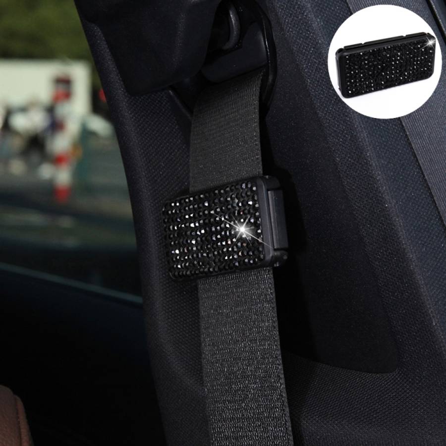 Car Seat Belts Crystal Clip Fixer Tightening Regulator, Crystal Black