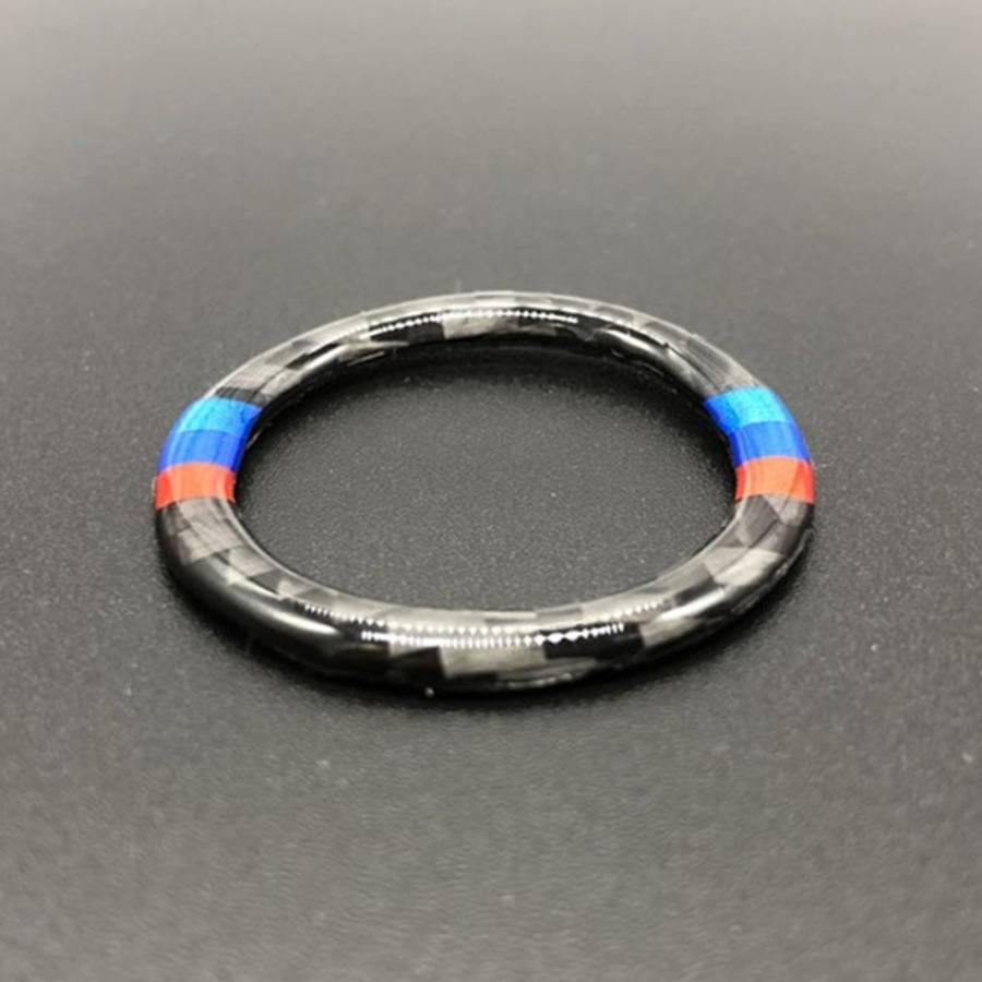 Car Carbon Fiber Soft Panel Engine Start Key Push Button Ring Trim Decorative Sticker for BMW E90...