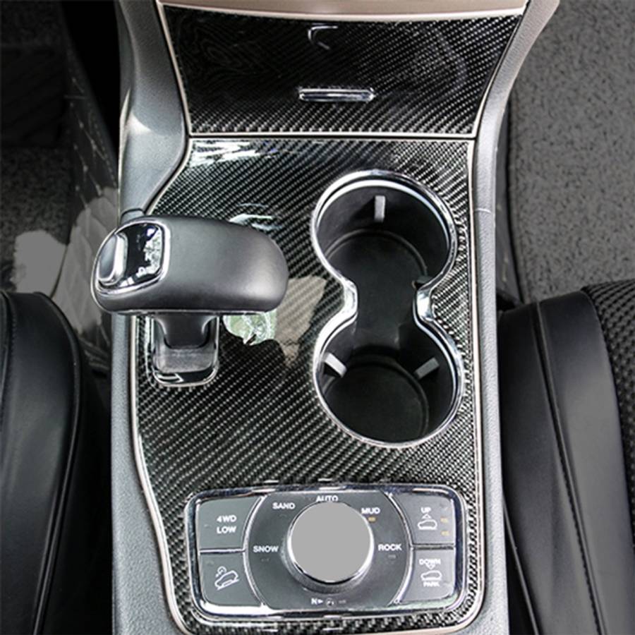 2 PCS Car Water Cup Panel Carbon Fiber Decorative Sticker for Jeep Grand Cherokee 2014-2015