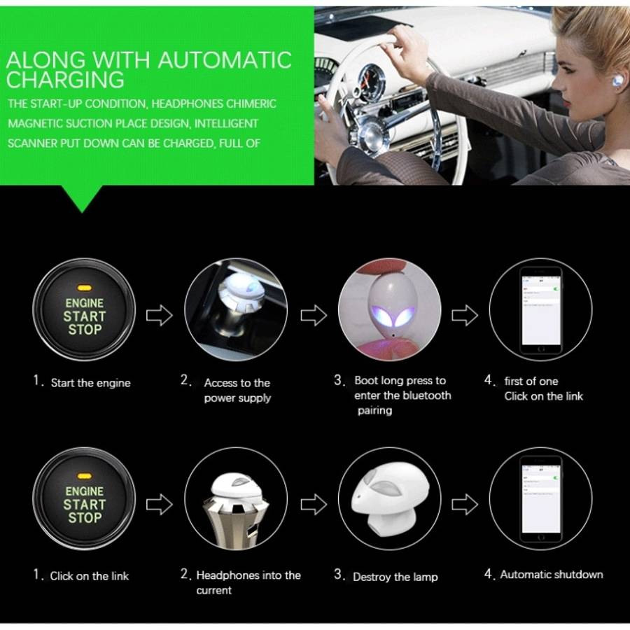 A8 3 in 1 Bluetooth Earphone &amp; Safety Hammer &amp; Car Charger, Support Hands-free Call &amp;...