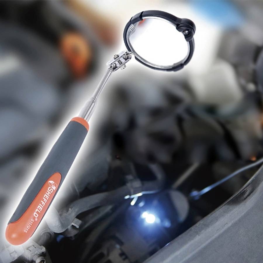 Retractable Vehicle Car Chassis Telescoping Inspection Mirror with 1 PCS 3mm LED Light, Mirror Di...