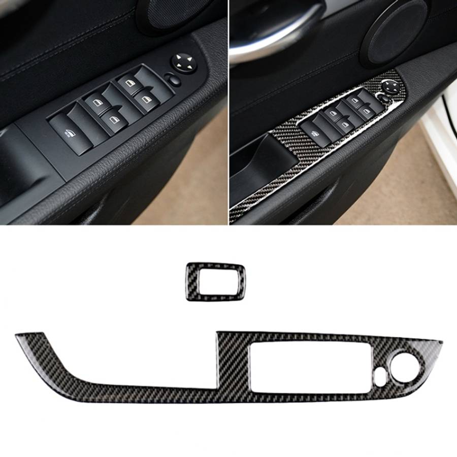 Car Carbon Fiber Window Lift Panel Without Folding Key Solid Color Decorative Sticker for BMW Z4 ...